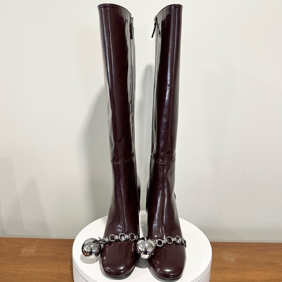 🌺 LONGCHAMP 🌺 Ball & Chain Tall Leather Boot Size: 39 - Picture 7 of 15